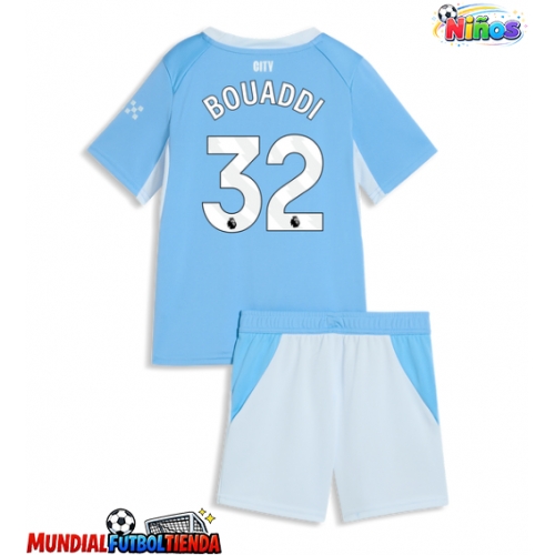 Camiseta Manchester City Ayyoub Bouaddi #32 Primera Equipación Replica 2026-27 para niños mangas cortas (+ Pantalones cortos)